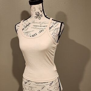 Cream Ribbed Tank Top